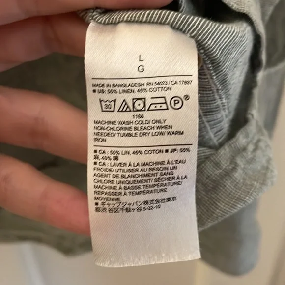 Men’s Banana Republic Linen Blend Grey Button Down Shirt | Size L - Picture 7 of 7